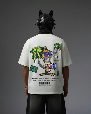 UNISEX Party Off Duck Embroidery Over-Sized T Shirt STREET ESSENTIALS