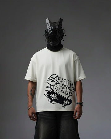 UNISEX Skate Board Embroidery Over-Sized T Shirt STREET ESSENTIALS