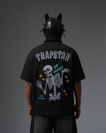 UNISEX Trapstar Skeleton Embroidery Over-Sized T Shirt ANIME