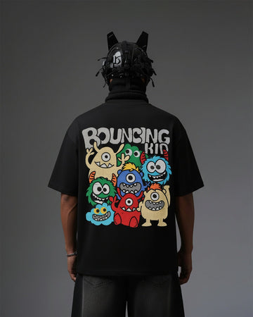 UNISEX Bouncing Kidz Embroidery Over-Sized T Shirt ANIME