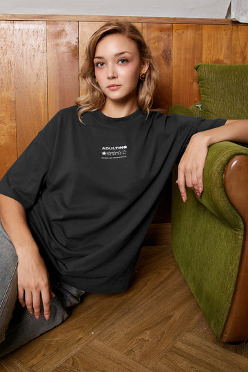 UNISEX Adulthood Error Black Oversized T-shirt