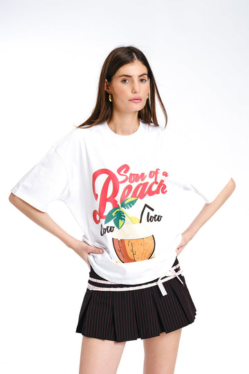 UNISEX White Son Of A Beach Oversized T-shirt