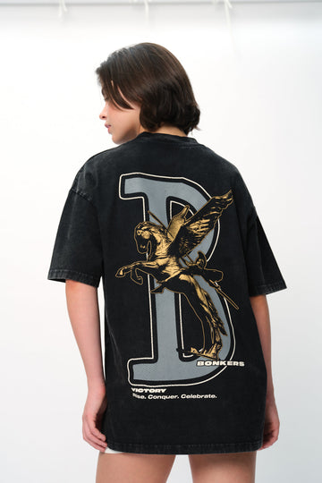 UNISEX Black Rise To Power Premium Oversized T-shirt