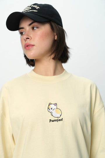 UNISEX Purrfect Embroidered Premium Oversized T-shirt