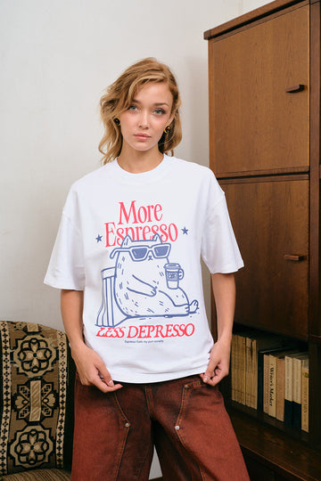 Espresso Depresso White Oversized T-shirt