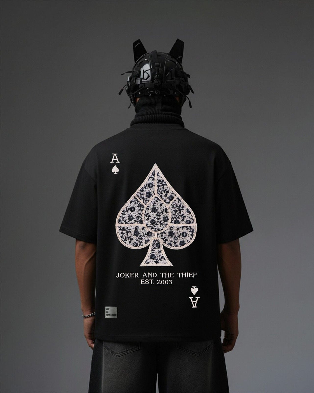 UNISEX Royal Spade ♠️ EMBROIDERY OVER-SIZED T SHIRT STREET ESSENTIALS