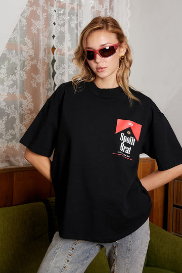Spoilt Brat Black Oversized T-shirt