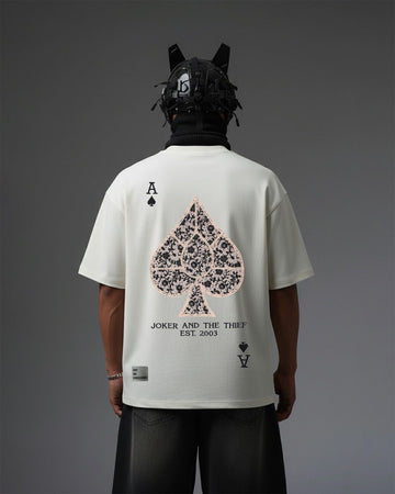UNISEX Royal Spade ♠️ EMBROIDERY OVER-SIZED T SHIRT STREET ESSENTIALS