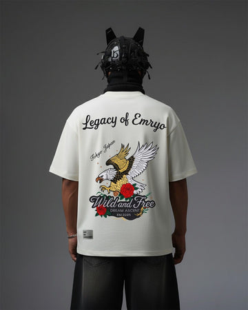 UNISEX Eagle Of Legacy Embroidery Over-Sized T Shirt STREET ESSENTIALS