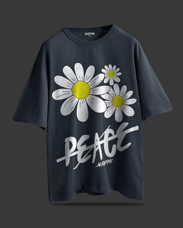 UNISEX PEACE GRAY OVERSIZED T-SHIRT STREET ESSENTIALS