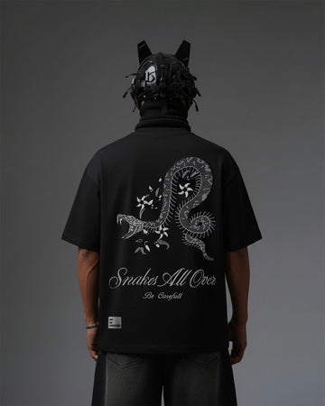 UNISEX Emryo Snake Embroidery Over-Sized T Shirt STREET ESSENTIALS