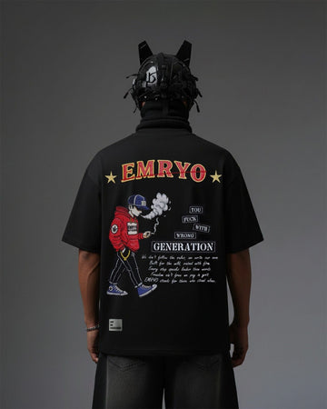 UNISEX Stoner Boy Embroidery Over-Sized T Shirt MUSIC