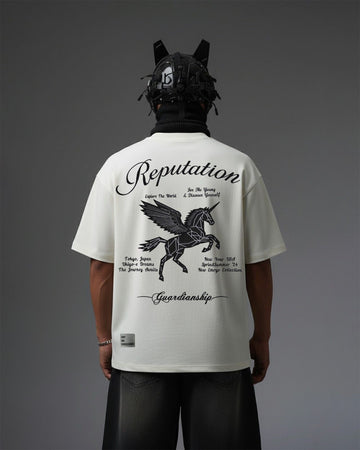 UNISEX Reputation Unicorn Leather Embroidery Over-Sized T Shirt STREET ESSENTIALS