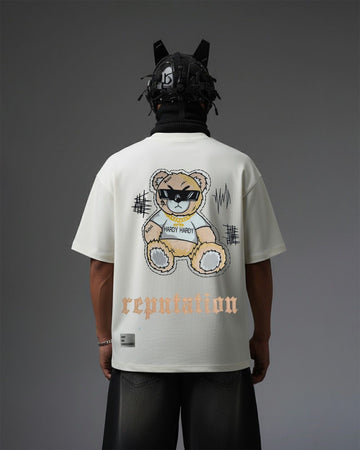 UNISEX Hardy Bear Embroidery Over-Sized T Shirt ANIME